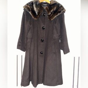 Vintage Style 1 Madison Limited Collection Dark Brown Cape Wool Coat